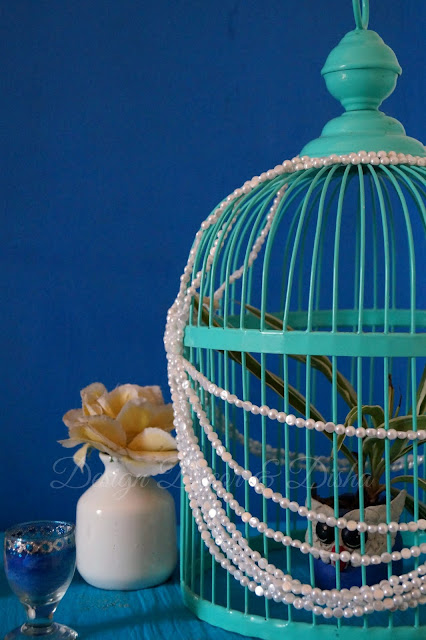 Bird Cage With Pearl Strings