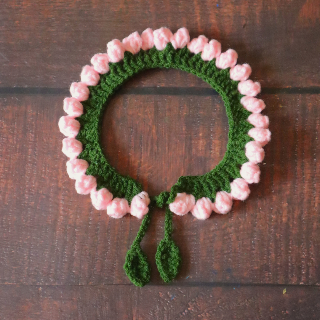 Crochet Pink Rose Buds Gajra (1)