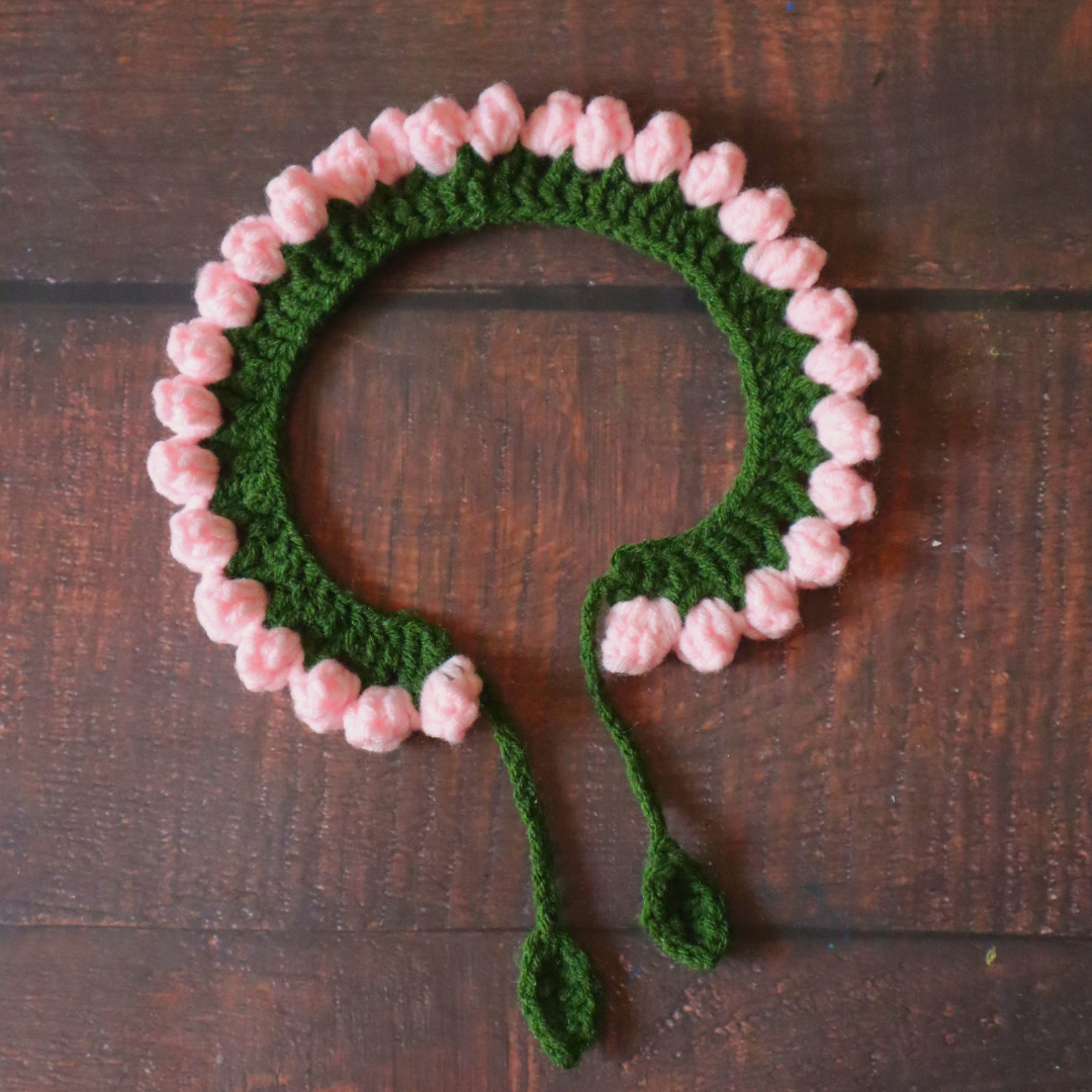 Crochet Pink Rose Buds Gajra (2)
