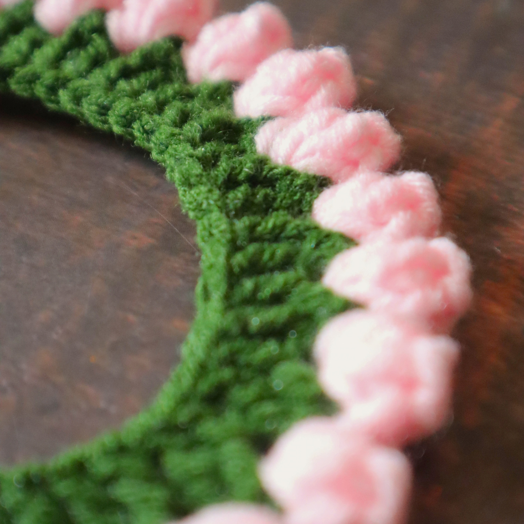Crochet Pink Rose Buds Gajra (4)