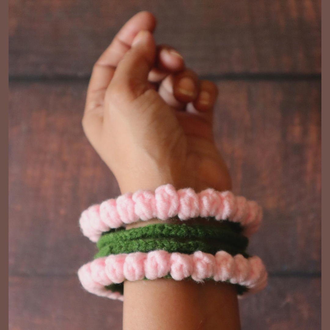 Pink Crochet Bangles (3)